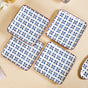 Set Of 4 Square Dinner Plates Blue Flower Design 9 Inch - Dinner plates, ceramic plates, ceramic dinner plates, square plates, dinner plate set