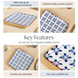 Set Of 4 Square Dinner Plates Blue Flower Design 9 Inch - Dinner plates, ceramic plates, ceramic dinner plates, square plates, dinner plate set