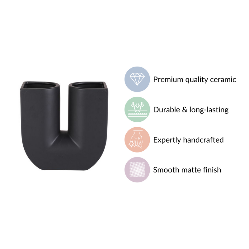 Modern U-Shaped Flower Vase Black