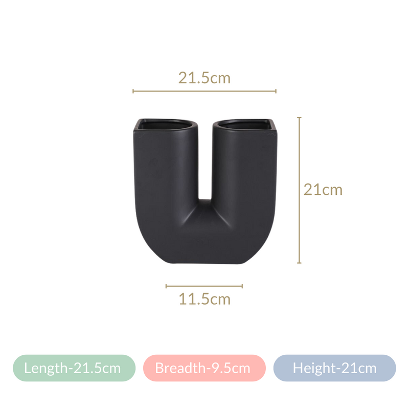 Modern U-Shaped Flower Vase Black