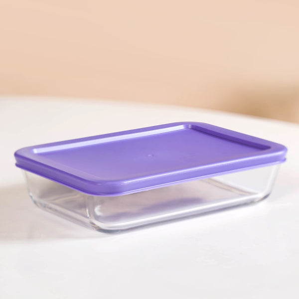 Set Of 4 Shallow Borosilicate Glass Food Storage Container 700ml