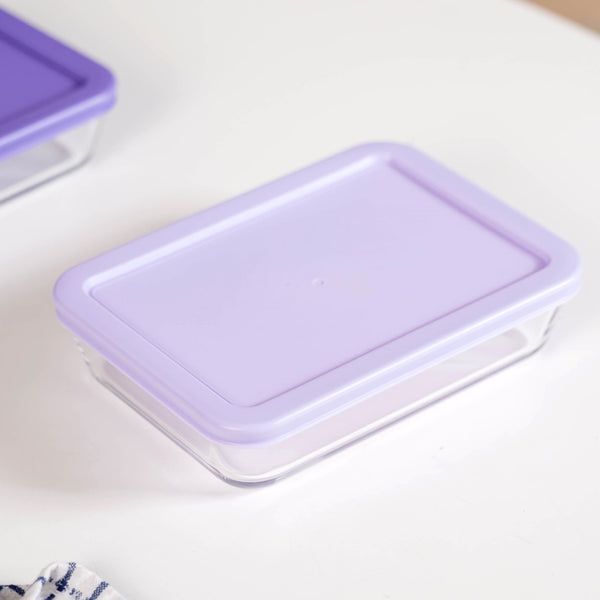Set Of 4 Shallow Borosilicate Glass Food Storage Container 700ml