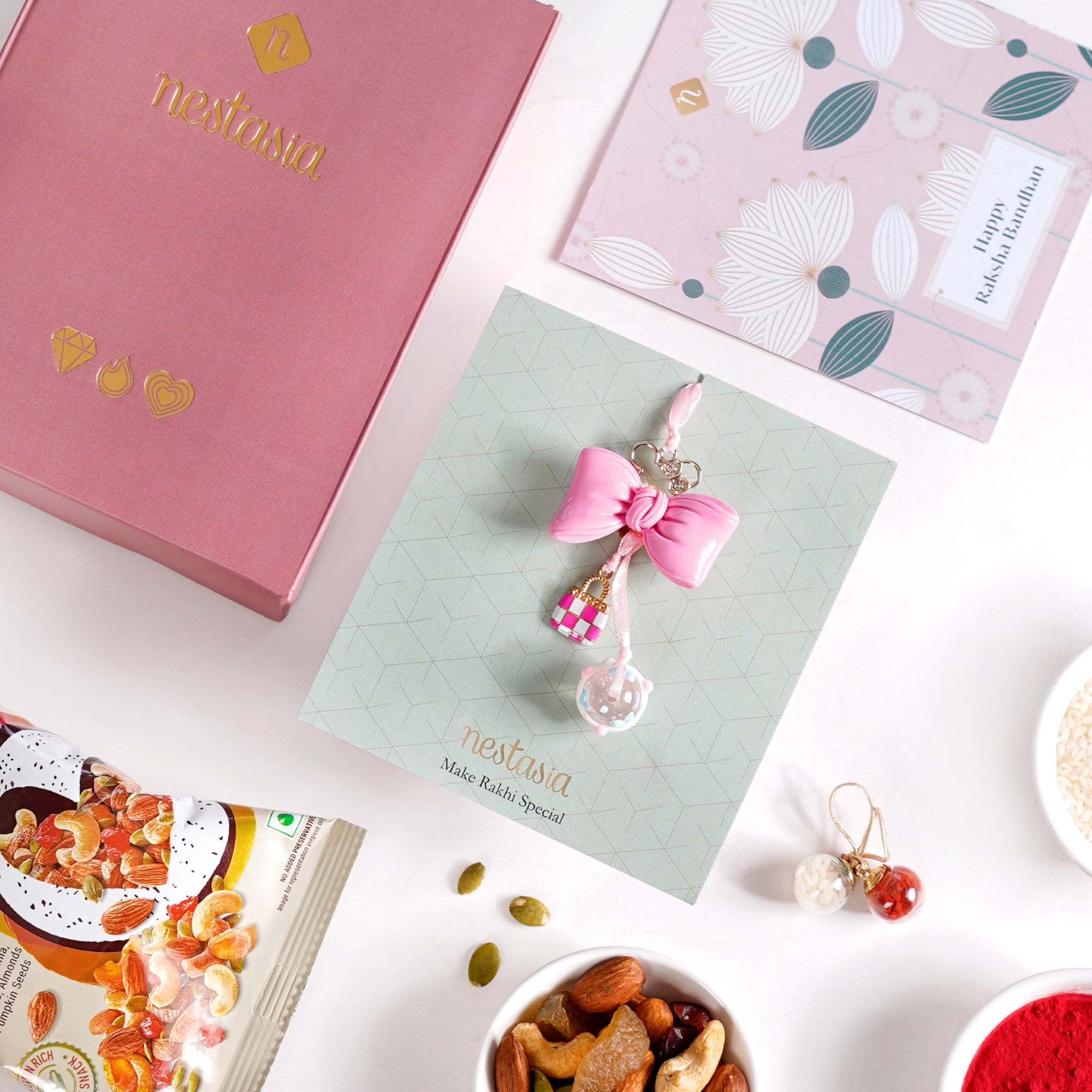 Cute Girl Bow Rakhi Gift Set Of With Box And Card