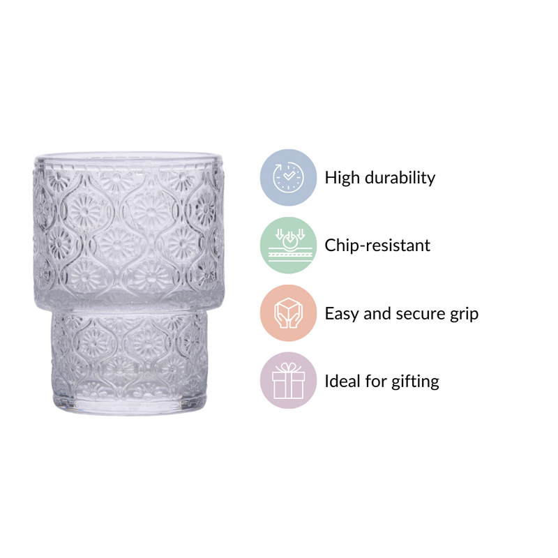 Set of 6 Floral Drinking Glass Tumblers