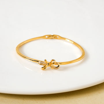 Gold Stone Studded Bow Bracelet