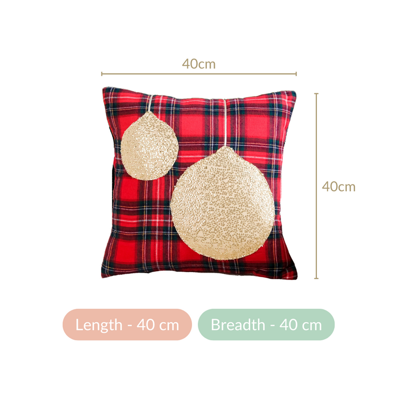 Gold Baubbles Plaid Cushion Cover