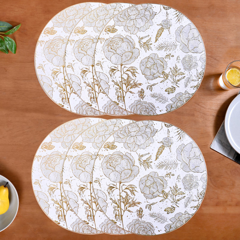 Golden Bloom Dinner Table Mat Set Of 6