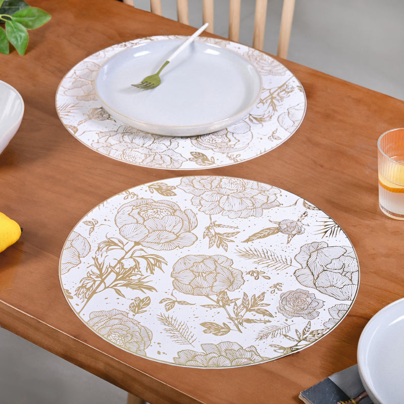 Golden Bloom Dinner Table Mat Set Of 6