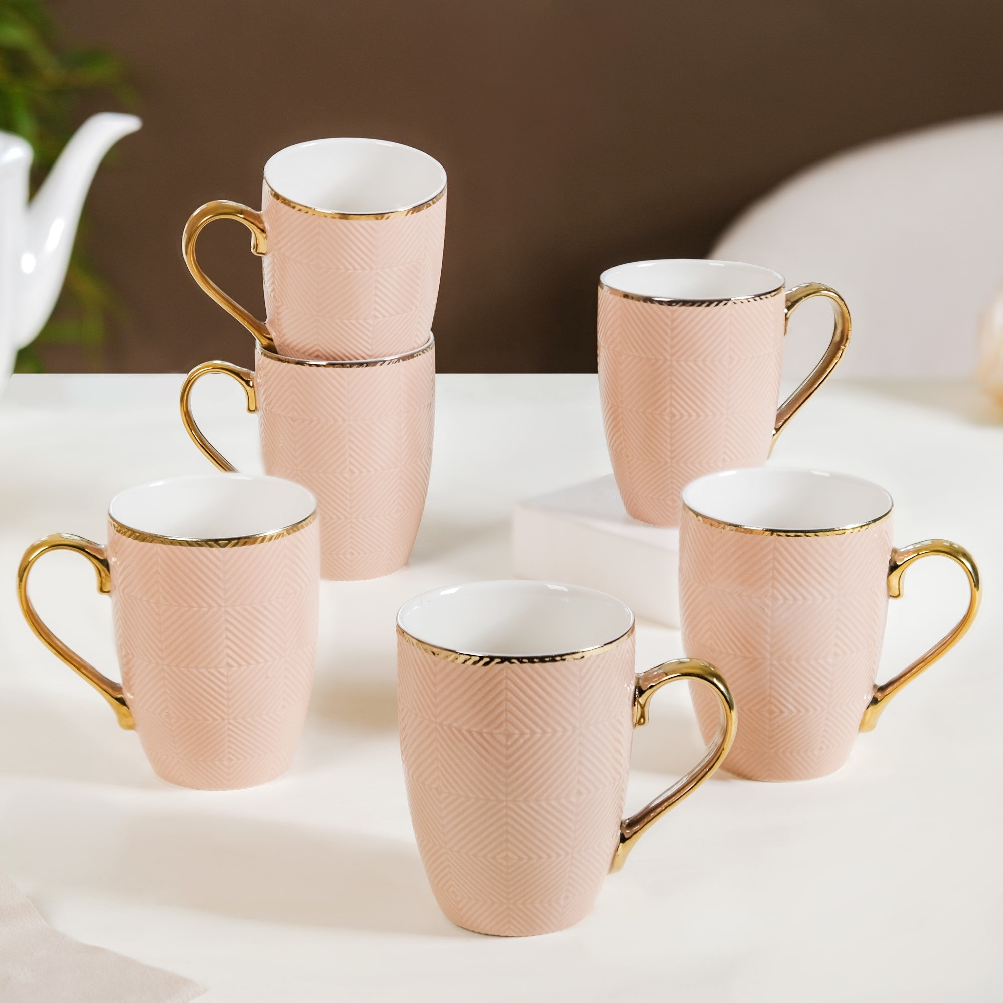 Design Mug For Coffee Set of 6 Beige 330ml Online in India