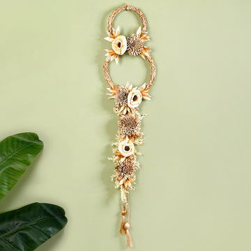 Golden Rings Dried Natural Flower Wall Hanging