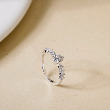 Gracefully Radiant Silver Solitaire Ring