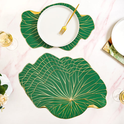 Green Glow Leaf Placemats For Dining Table Set Of 6