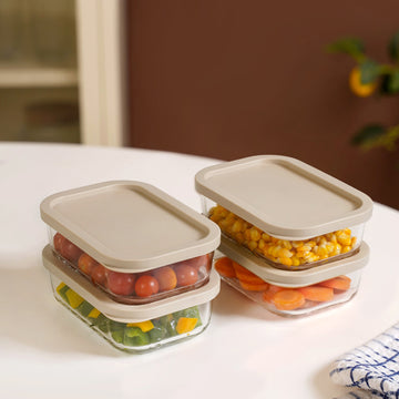 Groovo Food Storage Container Beige Set Of 4 520ml