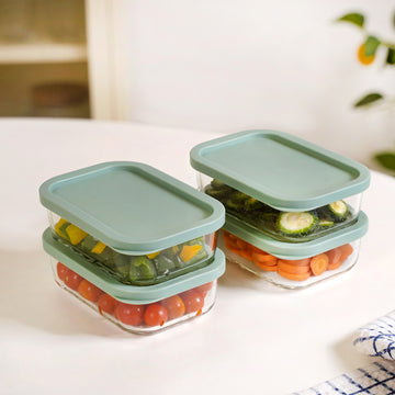 Groovo Food Storage Container Green Set Of 4 520ml