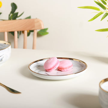 Marble Patterned Ceramic Side Plate Grey 7 Inch - Serving plate, snack plate, dessert plate | Plates for dining & home decor
