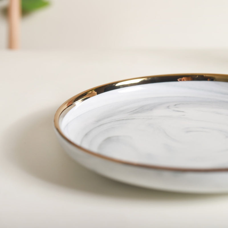 Marble Patterned Ceramic Side Plate Grey 7 Inch - Serving plate, snack plate, dessert plate | Plates for dining & home decor