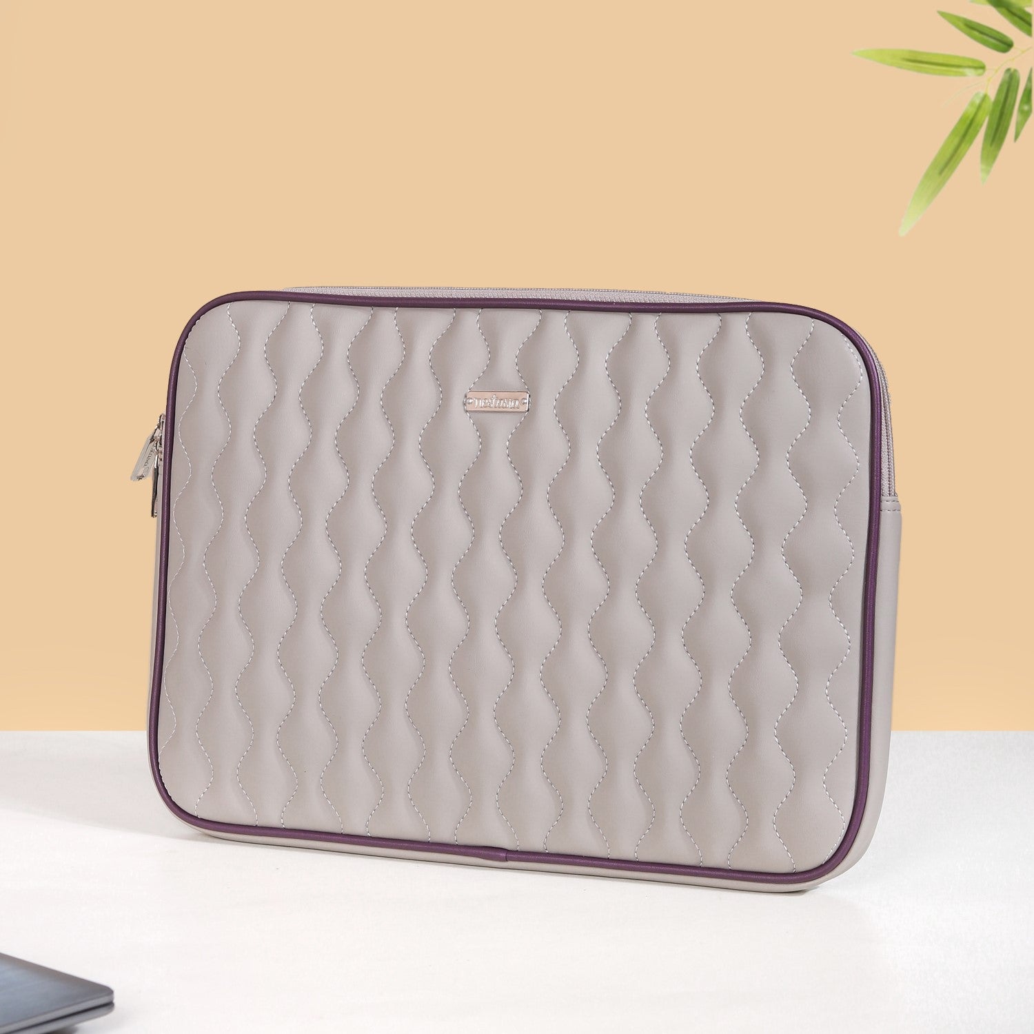 Soft Vegan Leather Laptop Sleeve Grey Online Premium Laptop Bag