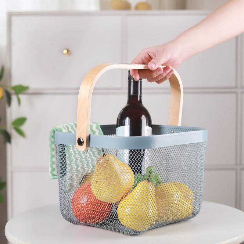 Metal Mesh Fruit Basket With Handle