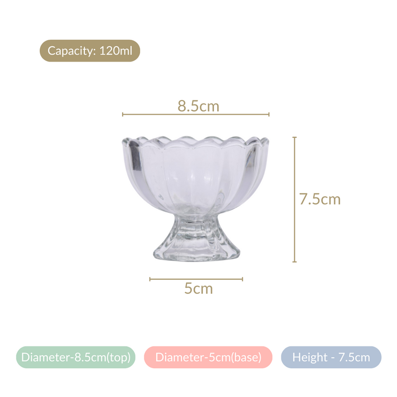 Textured Glass Ice Cream Bowl Set Of 6
