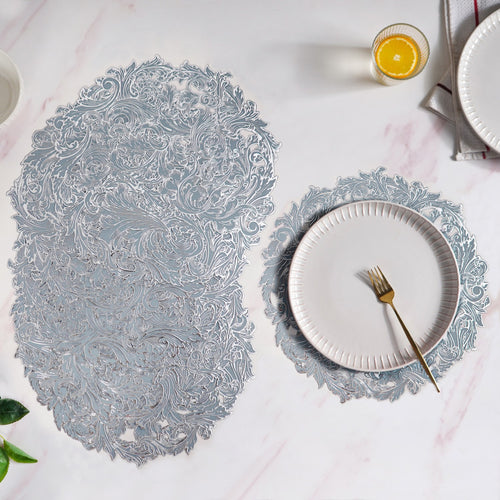 Icy Blue Luxe Round Tablemat Set Of 6