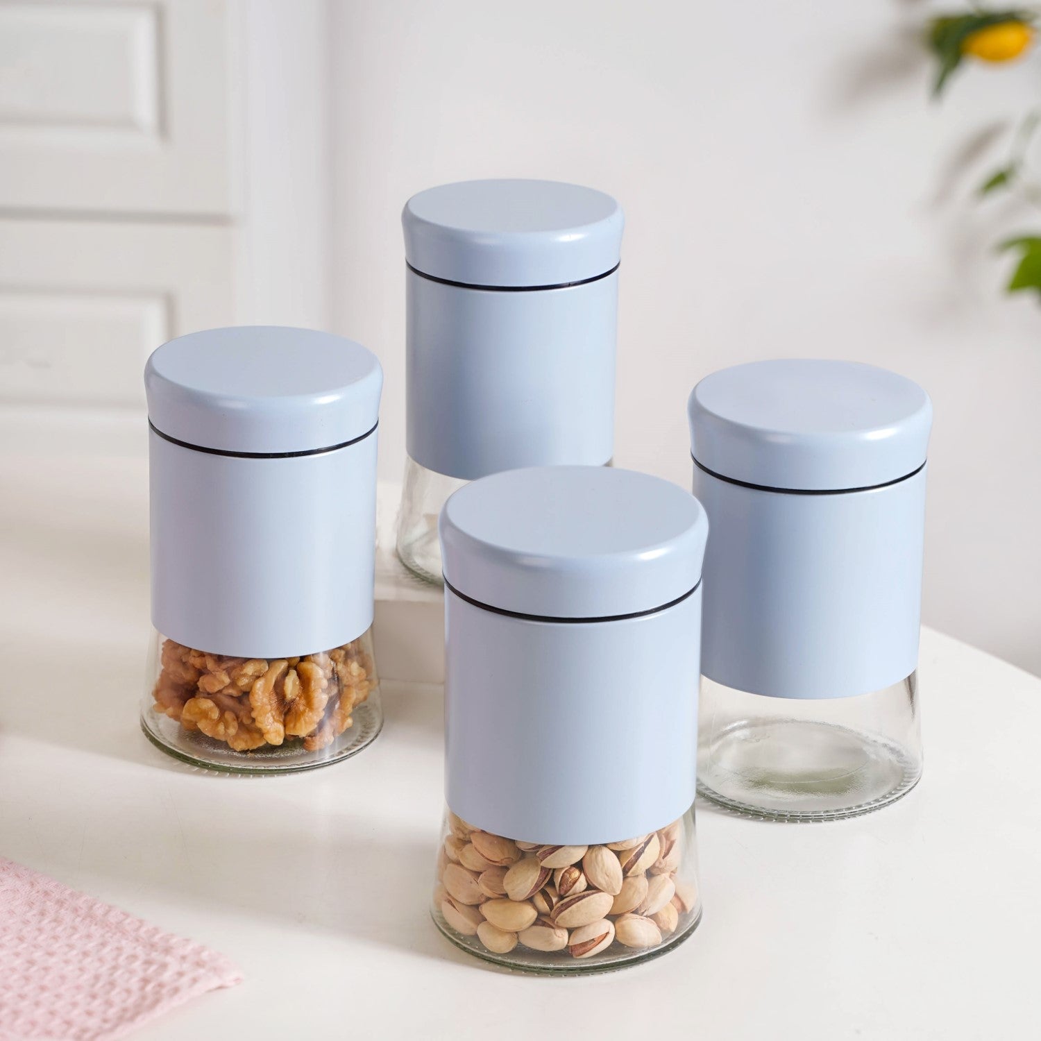 Winnie Blue Kitchen Jars With See Through Window Set Of 800ml