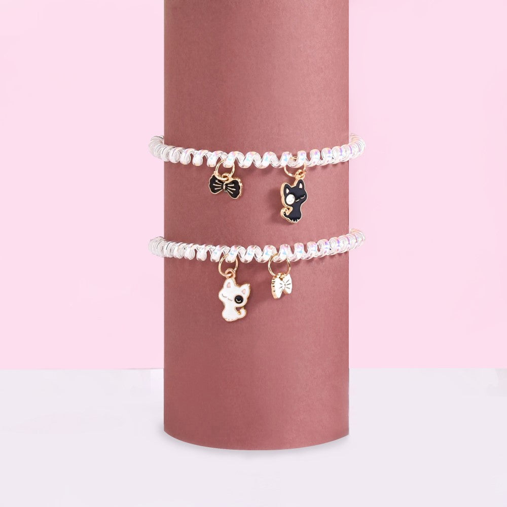 Kitten And Bow Charm Bracelet Kids Rakhi Gift Hamper Online