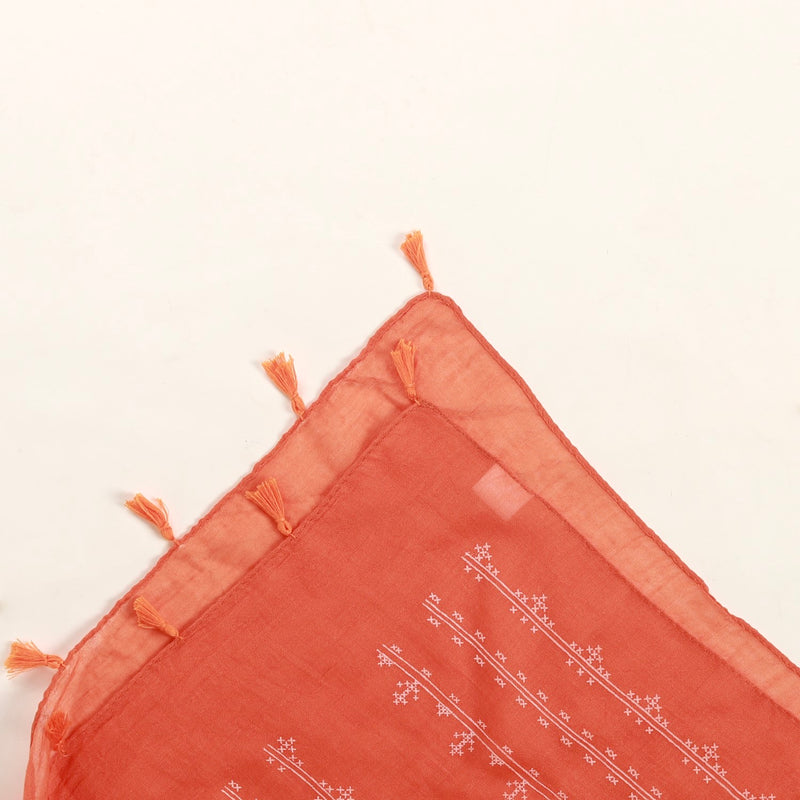 Ladies Summer Scarf With Tassels Orange