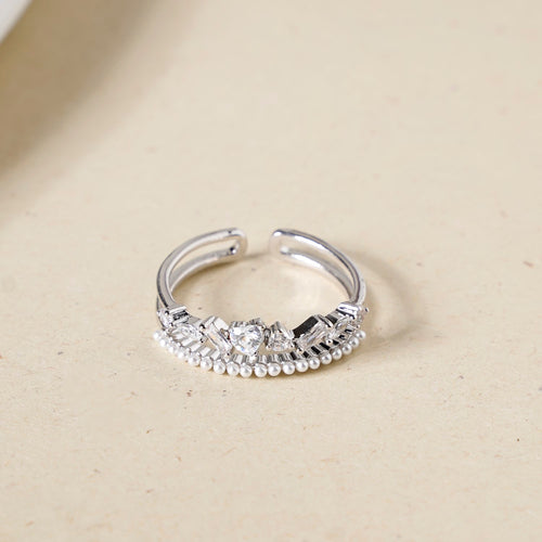 Lustrous Harmony Silver Adjustable Ring