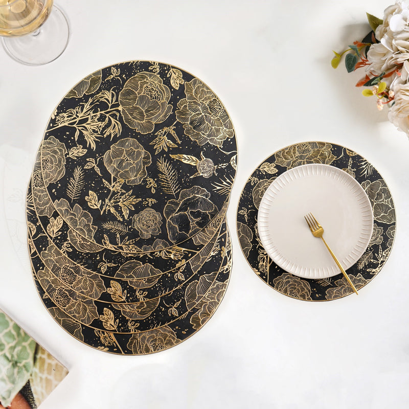 Luxe Black And Gold Placemats Set Of 6