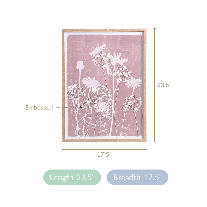 Floral Emboss Print Canvas Wall Art 23x17 Inch- Floral Emboss Print Canvas, Wall Art, Embossed Floral Art, Canvas Art, Flower Print Wall Art