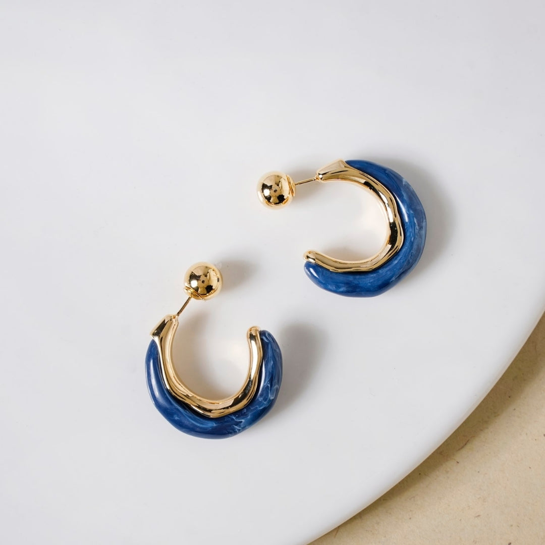 Jewellery Online Premium Marble Dreams Hoop Earrings Midnight