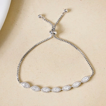 Marquise Cut Charm Silver Bracelet