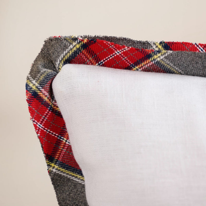 Plaid Merry Christmas Calligraphy Cushion Cover 20x14 Inch