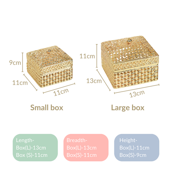 Set of 2 Vintage Jewellery Box Gold