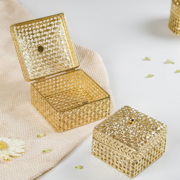 Set of 2 Vintage Jewellery Box Gold