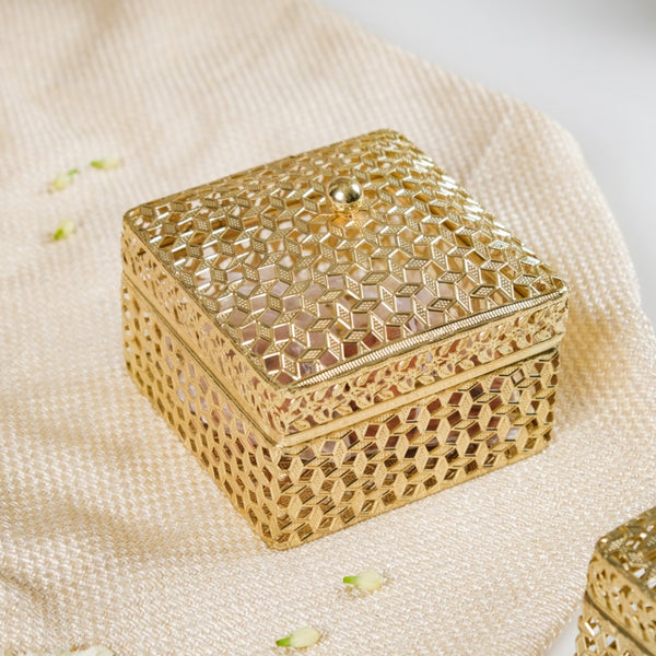 Set of 2 Vintage Jewellery Box Gold