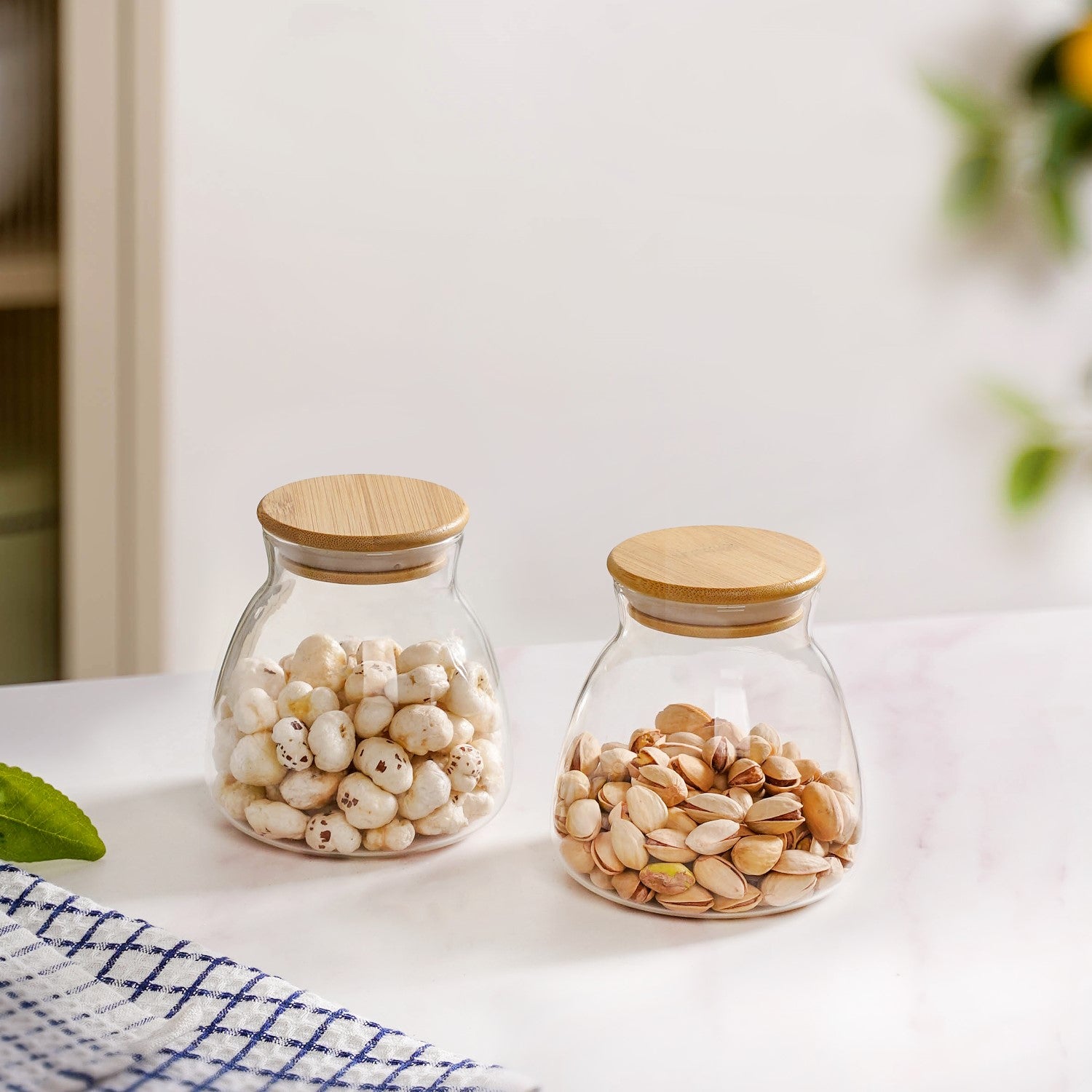 Minimalist Glass Jar With Bamboo Lid Set Of 400ml Online