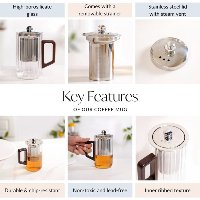 Modern Borosilicate 2 In 1 Infuser Jug 500ml