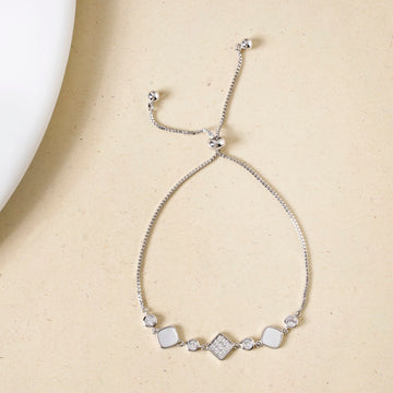 Moonstone Geometry Chain Bracelet Silver