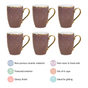 Rose Taupe Teacup Set of 6 330ml - Coffee mugs, coffee mug set, ceramic coffee mugs, tea cup set, tea cups, tea cup set of 6
