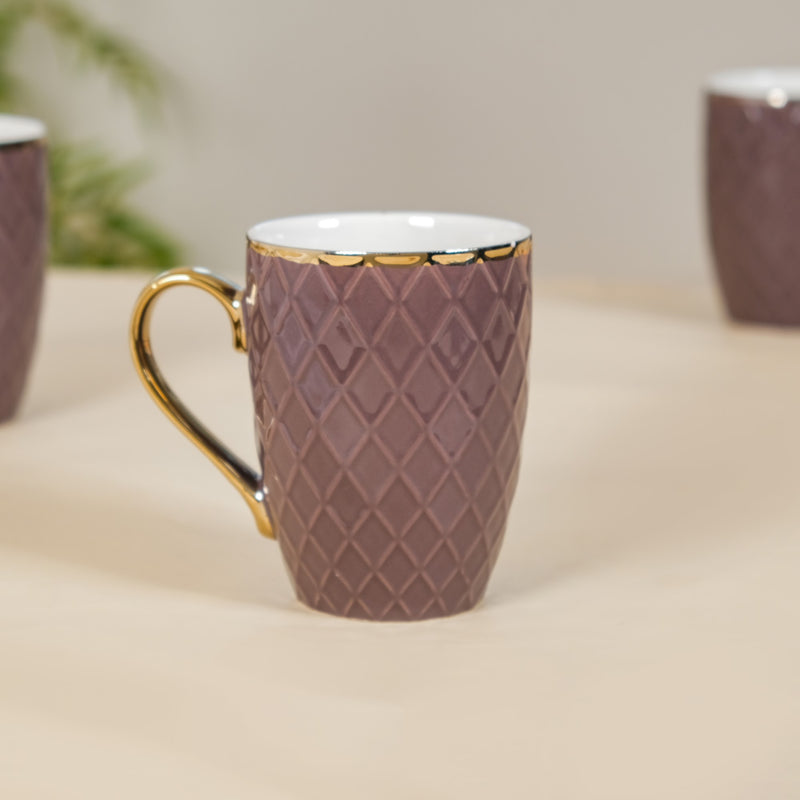 Rose Taupe Teacup Set of 6 330ml - Coffee mugs, coffee mug set, ceramic coffee mugs, tea cup set, tea cups, tea cup set of 6