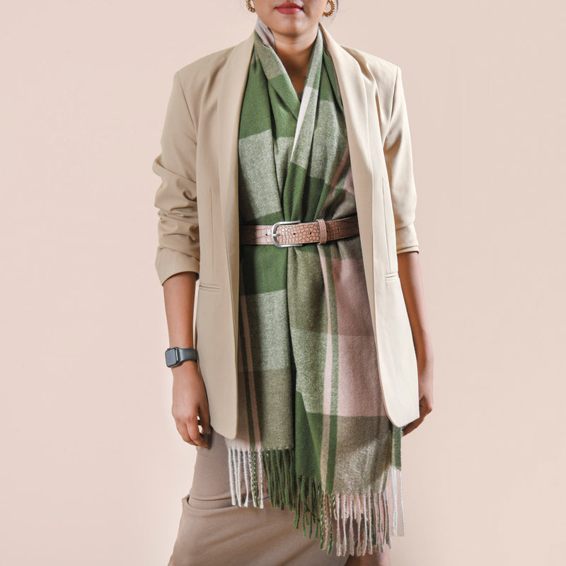 Olive Green Winter Blanket Scarf