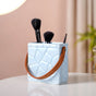 Ceramic Bag Shaped Mini Flower Vase For Home Blue- Ceramic Bag Organizer, Blue Organizer Stand, Bag Decor, Ceramic Storage Stand, Blue Organizer