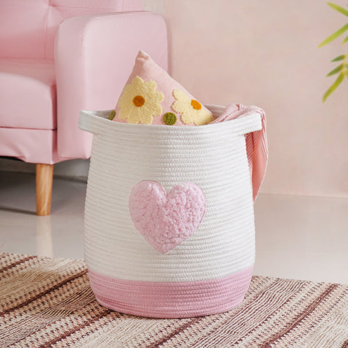 Pink Heart Toy Basket