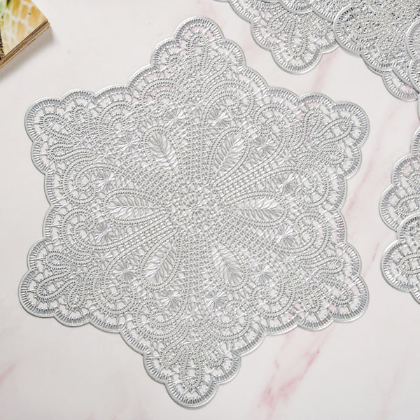 Star Shaped Cutwork Table Mat Silver Set Of 6