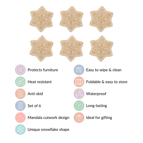 Gold Star Shaped Dining Table Mat Set Of 6