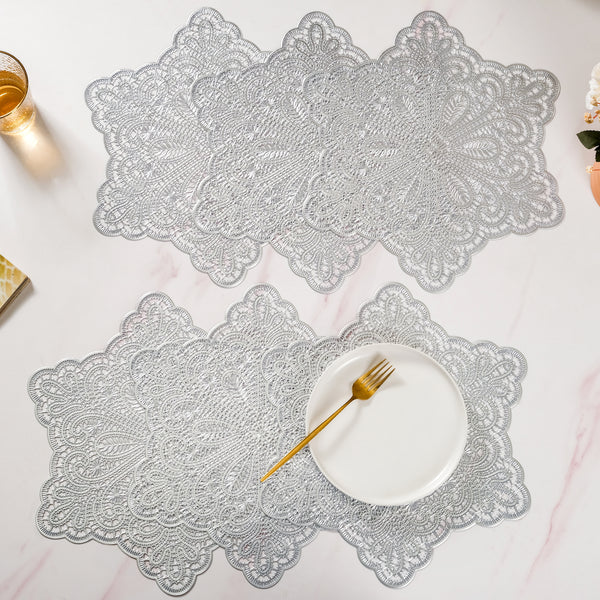 Star Shaped Cutwork Table Mat Silver Set Of 6