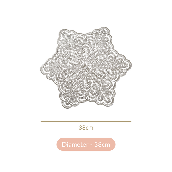 Star Shaped Cutwork Table Mat Silver Set Of 6