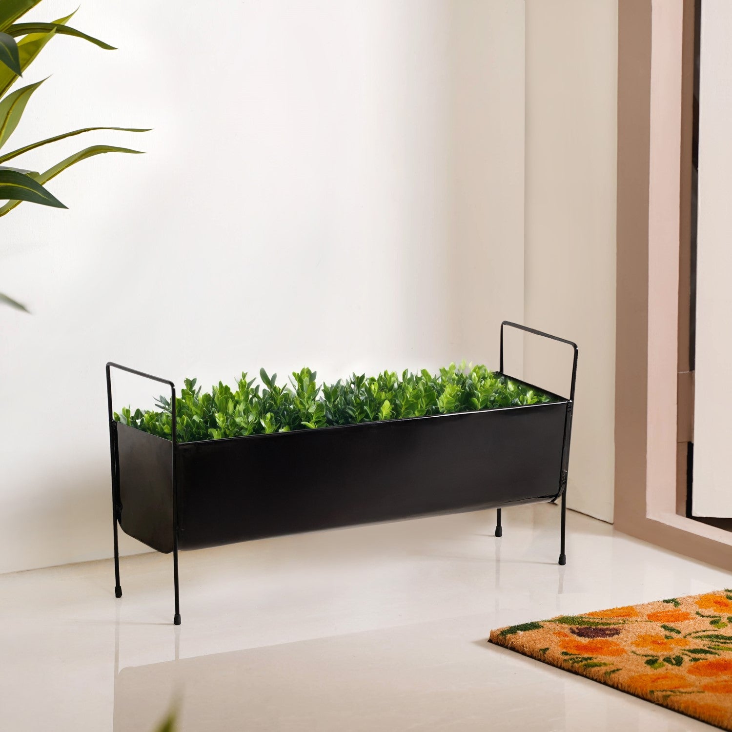 indoor trough planter on legs Raised Iron Trough Planter With Handle Black Online - Premium Planter