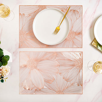Rose Gold Blooming Flower Table Mat Set Of 6